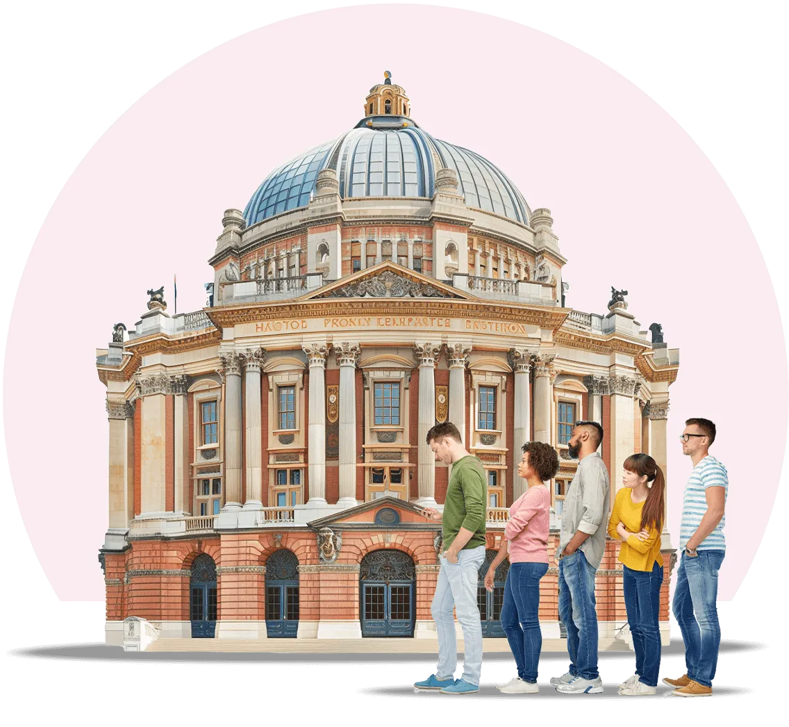 Hand holding up a tower of people